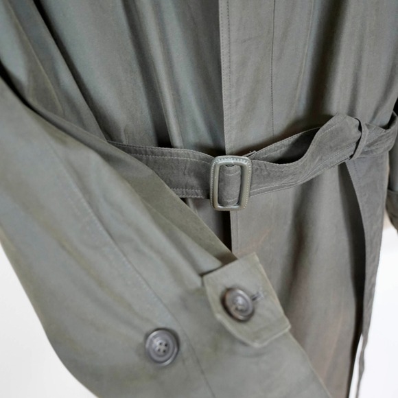 Vintage Bill Blass Trench Khaki Green Belted Full Length Quilted Removable Lined - Picture 4 of 6